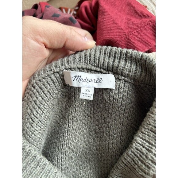 Madewell Province Cross Back Knit Sweater Green Long Sleeve Size XS Cotton Blend - Picture 8 of 10